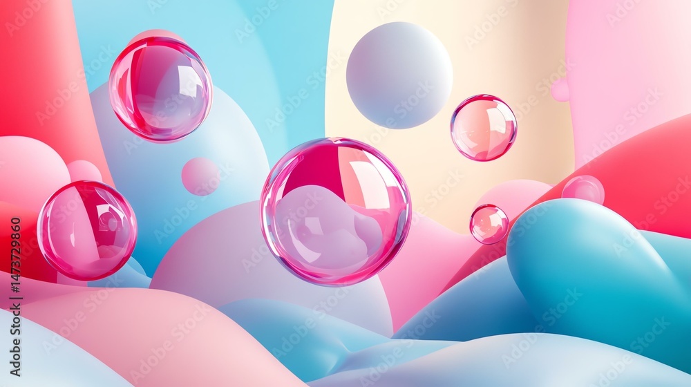 Poster a vibrant, abstract background features a playful arrangement of colorful bubbles. it creates a dyna