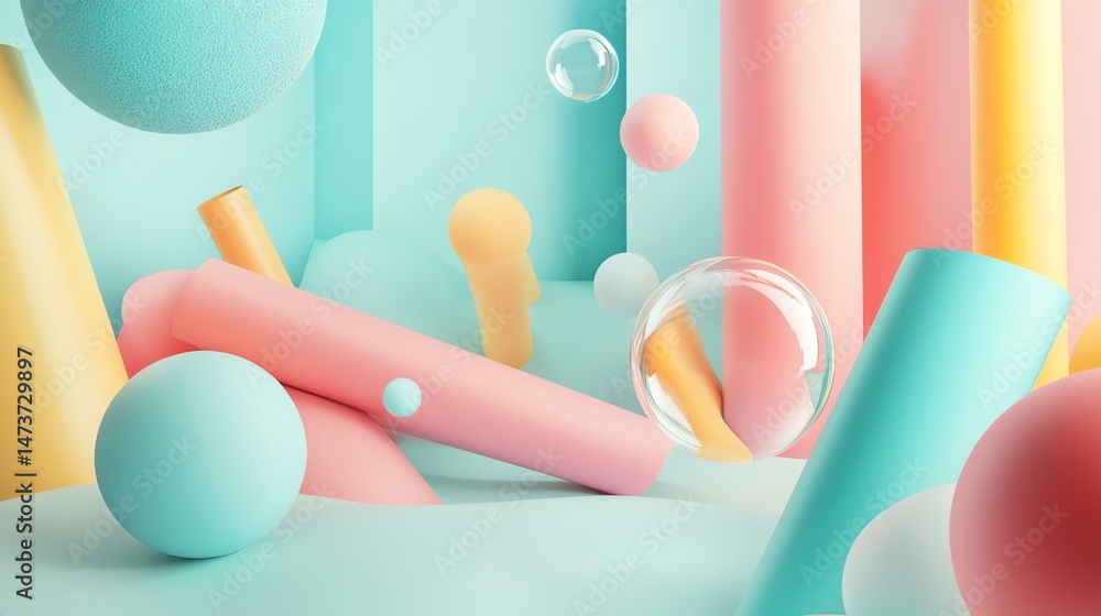 Poster the photo features an abstract background filled with vibrant, colorful shapes. it’s a dynamic and c
