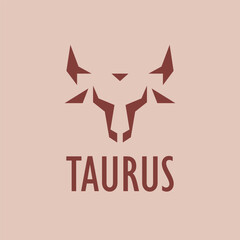 Bull Head Design. Abstract Stylized Bull Head with Horns icon. Logotype for steak house, meat restaurant or butchery. Taurus symbol. Vector illustration.
