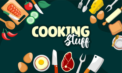  cartoon flat background with utensil theme