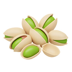 Pistachios in shells cluster isolated on transparent background