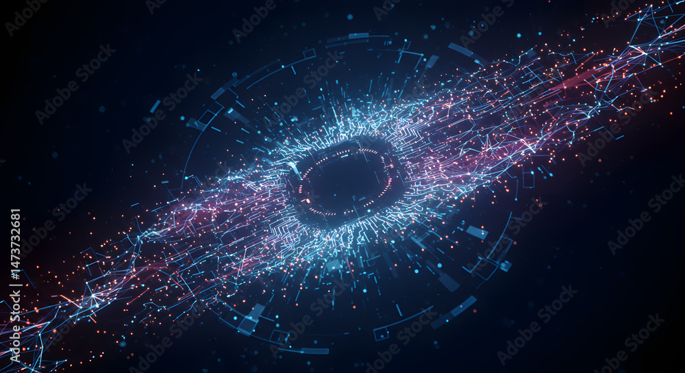 Poster cosmic data stream: an abstract representation of a cosmic data stream with mesmerizing light and co