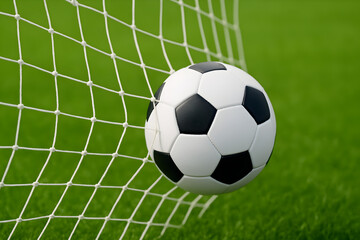 Simple Soccer Ball Goal Composition: A striking image of a soccer ball nearing the net, capturing the essence of a goal in a clean, minimalist style. Perfect for sports blogs, websites, and 