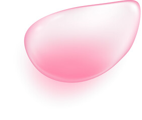 Pink water drop. 3d jelly serum and cosmetic transparent oil. Liquid gel and cream for skincare. Soap bubble of shampoo and shower gel.