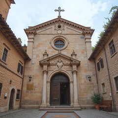 Obraz premium ingresso a Santa Maria Incoronata, chiesa medievale dalla doppia facciata