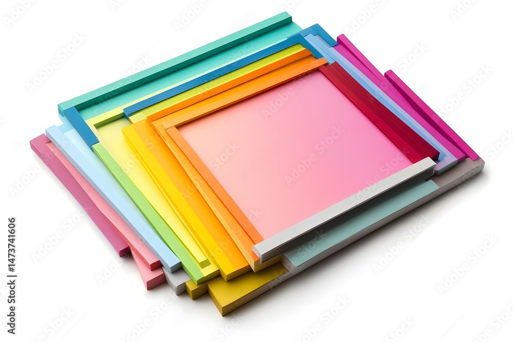 Aufkleber stacked colorful frames composition with gradient backgrounds and modern abstract minimalist style