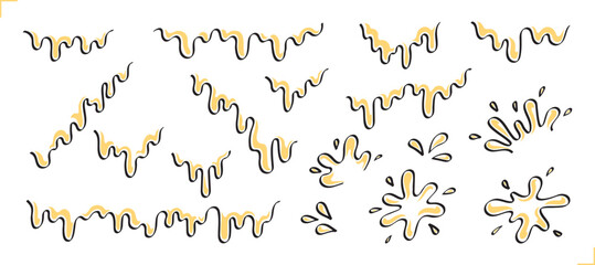 melting hand drawn line graphic element vector set