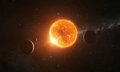 Solar system with planets and stars