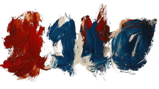 Bright paint strokes forming numbers, with visible brush textures. transparent PNG