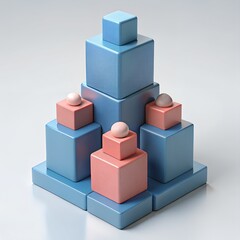3d image of a set of building blocks on a white background