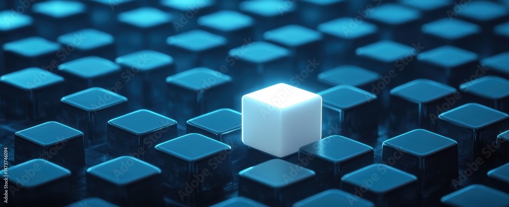 Poster illuminated cube in a matrix