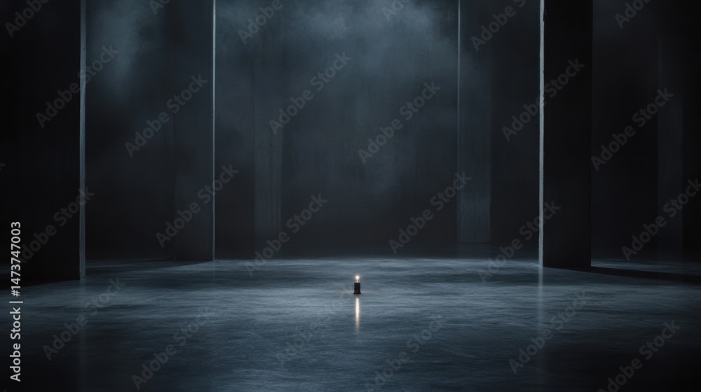 Poster a single light source in a dark room.