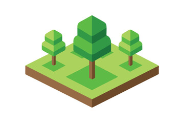 Isometric Projection of Three Green Trees Growing