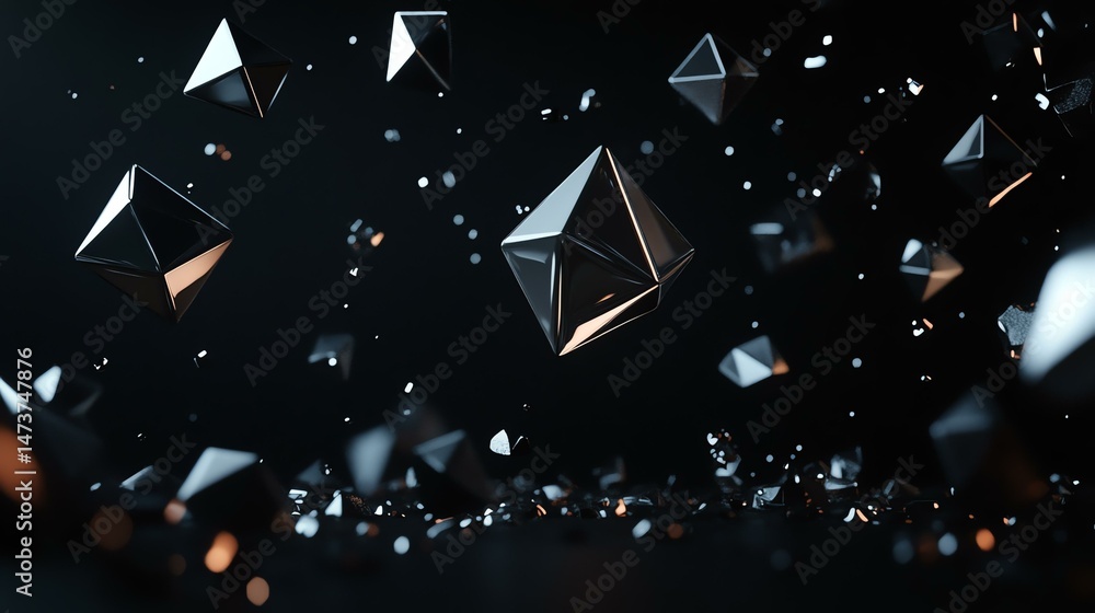 Poster the photo features a black background densely populated with small, alternating white and black tria