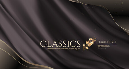 Elegant Luxury Classic Silk Banner with Golden Leaf
