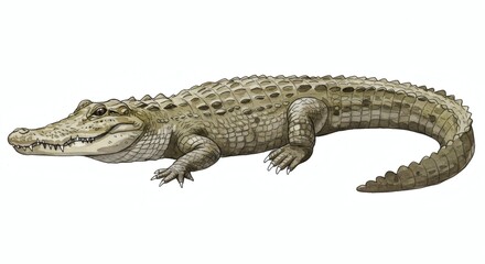 Fototapeta premium Alligator illustration depicting full view of reptile
