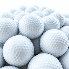 A pile of pristine white golf balls ready for a game of golf