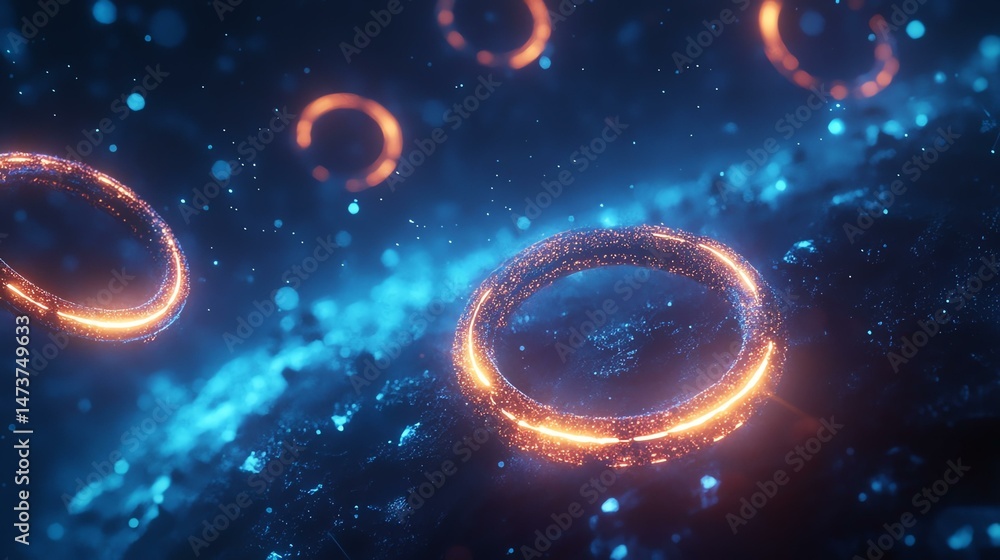 Poster glowing circles illuminate the darkness, creating an ethereal and captivating scene.