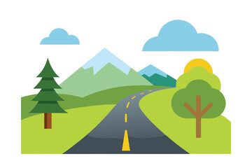 Fototapeta premium Road Scene with Nature Background Free Vector