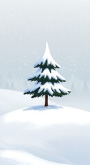 Obraz premium Winter's Embrace: A Solitary Pine