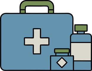 Obraz premium First Aid Kit and Med Kit Icon Vector Design on White Background.