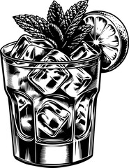 Cocktail Silhouette Illustration Mojito