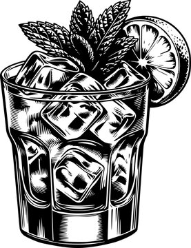 Cocktail Silhouette Illustration Mojito