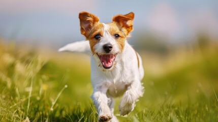 The happy running dog