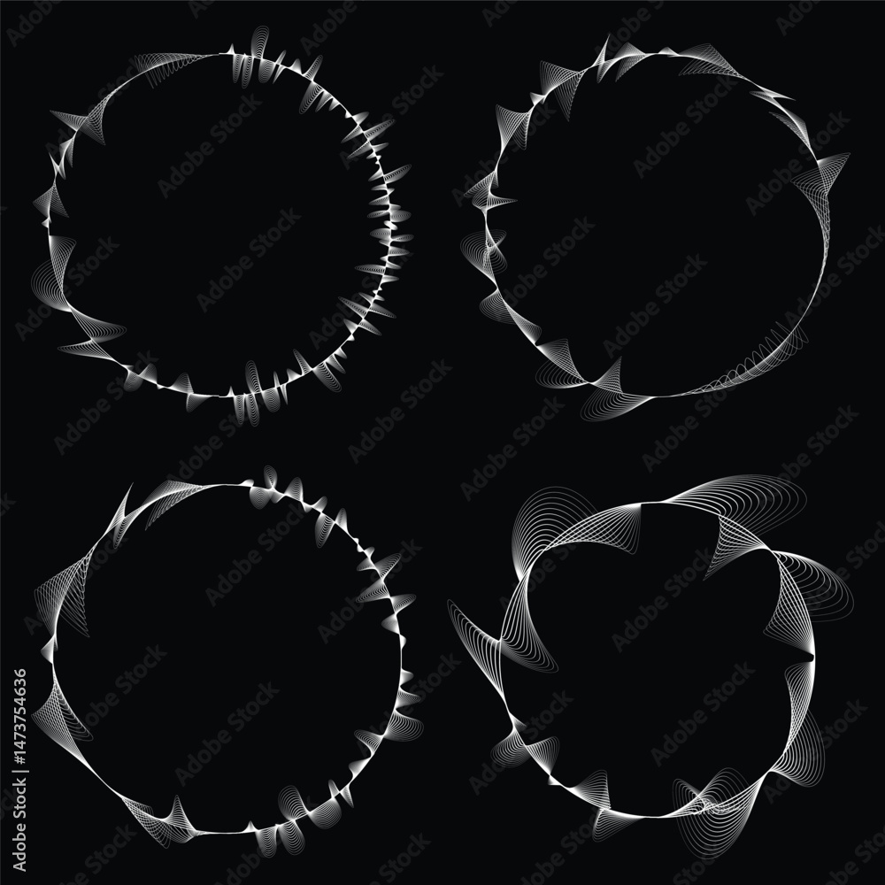 Fototapete lines in circle form . rotate rounded shape vector illustration .rotating circles form a ring.rotati