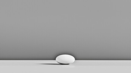 A white sphere sits on a gray surface.