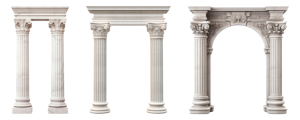 PNG Elegant classical architectural columns, element set on transparent background