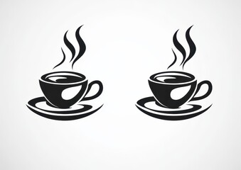 Obraz premium Two stylized coffee cups with steam