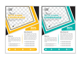 Travel flyer vector design template, tour flyer, tourism color a4 print ready flyer.