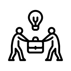 business collaboration outline icon. figure building business line art illustration.