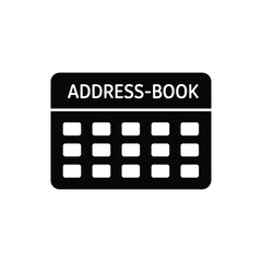 Naklejka premium Black Address Book Icon with White Text on Transparent Background