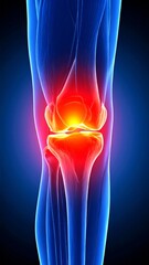 Knee pain inflammation joint injury medical illustration highlighting the inflamed area for healthcare visuals