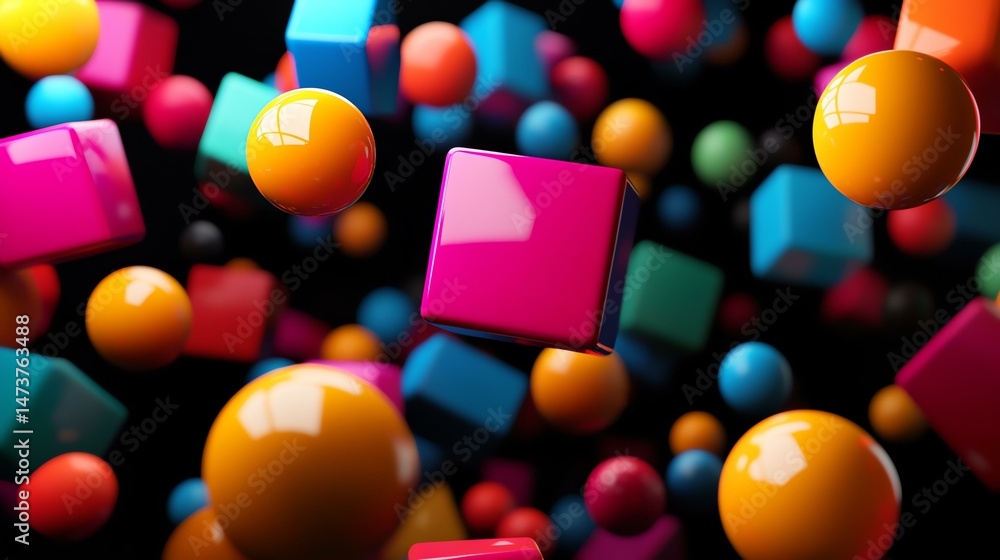 Poster a vibrant assortment of colorful balls is displayed. the balls create a visually striking and playfu