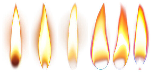 PNG Vibrant candle flame variations, element set on transparent background