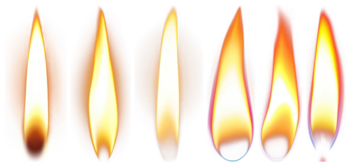 PNG Vibrant candle flame variations, element set on transparent background