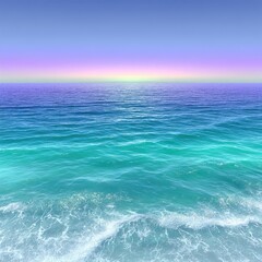 Obraz premium Peaceful Ocean Sunrise Turquoise and Blue Waters Under a Purple Sky