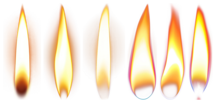 PNG Vibrant candle flame variations, element set on transparent background