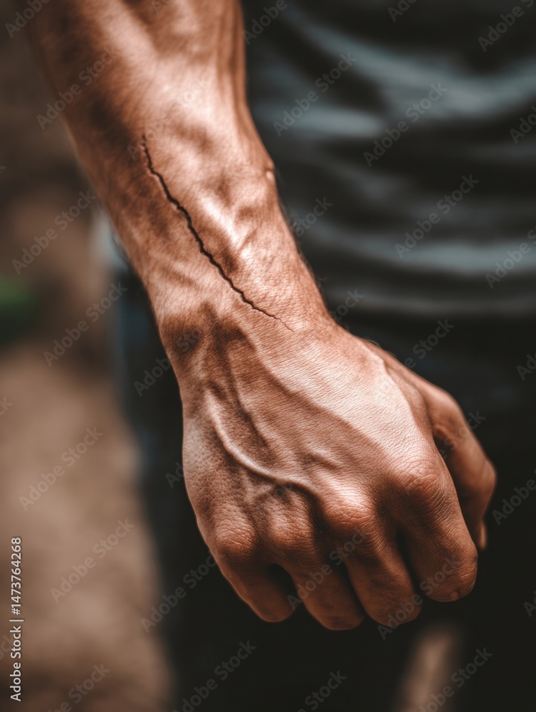 Leinwandbilder close-up of a muscular forearm in action with visible muscle definition and a soft blurred backgroun