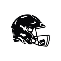 Football Helmet Isolated with Transparent Background in Black Color