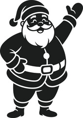 Happy Santa Claus Silhouette Vector – Cheerful Christmas Holiday Clipart