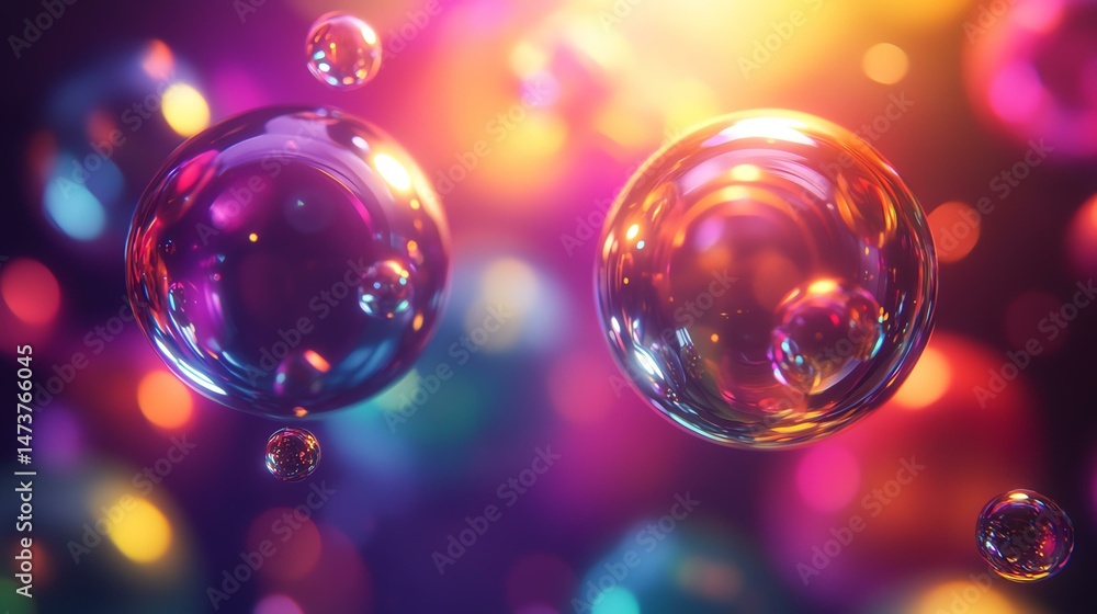 Poster a cluster of bubbles floats gently in the air, shimmering with iridescent colors. they create a whim