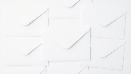 Blank White Envelopes Arranged in an Overlapping Pattern for a Clean Minimalist Design Concept