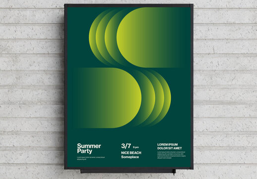 Summer Party Poster Template with Green Gradient Circles
