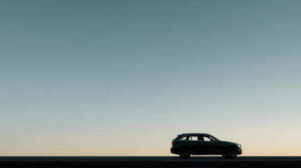 sleek suv parked against stunning sunset backdrop