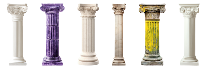 PNG Elegant ancient architectural columns, element set on transparent background