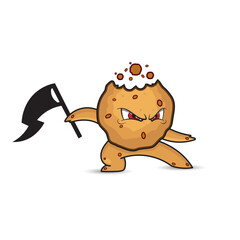 Cartoon cookie character fighter vector template
